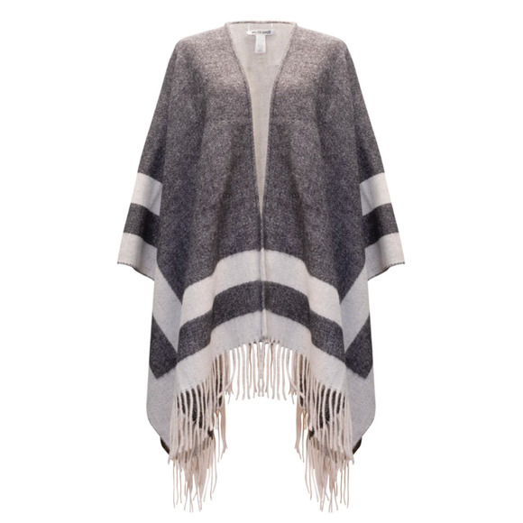Walter Baker Verushka Reversible Poncho Charcoal Black Ivory White - Picture 4 of 4